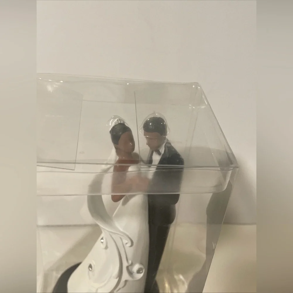 African American Bride & Groom Wedding Cake Topper 7” Resin New